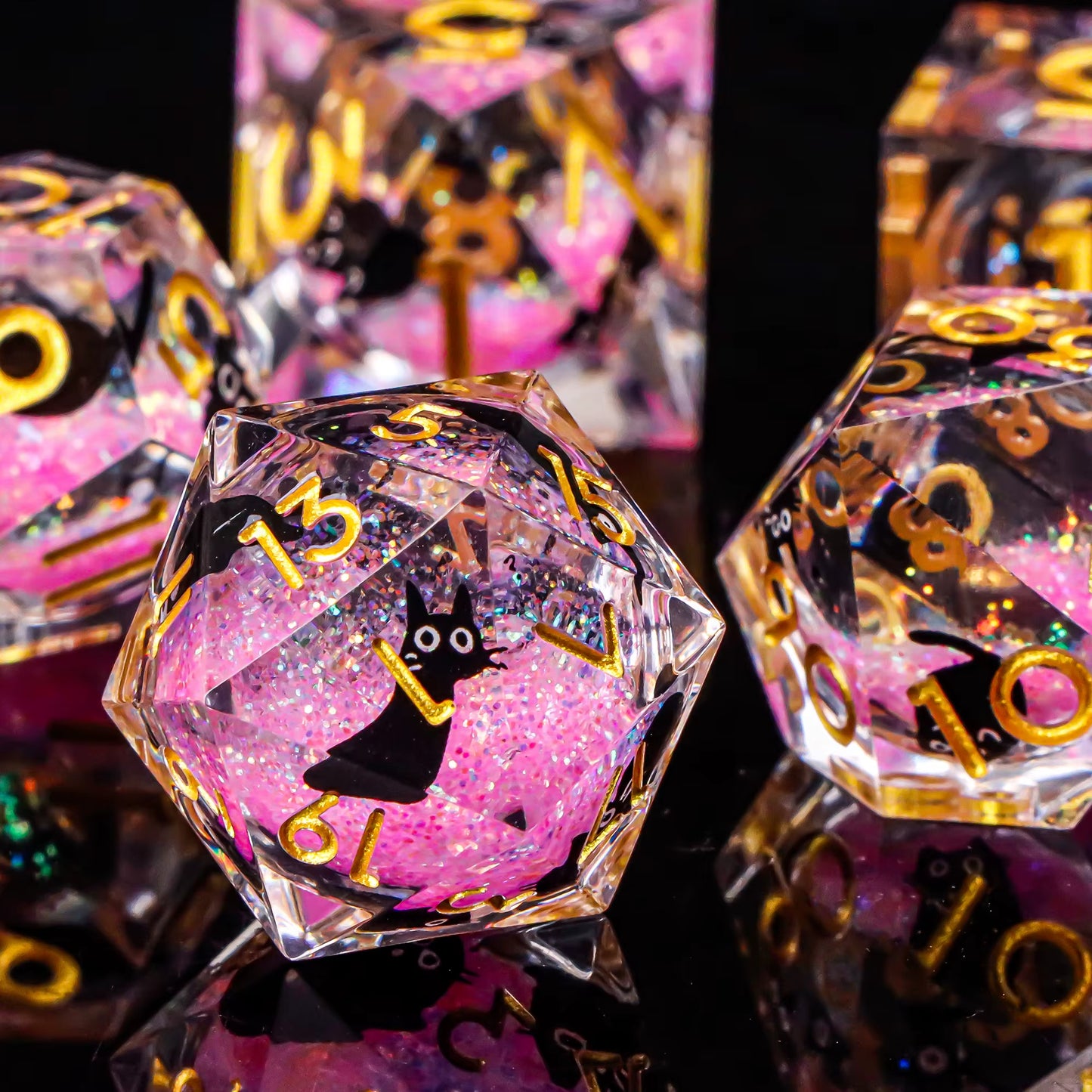 Galaxy Sharp Edge Liquid Core Dice Set for Dungeons and Dragons - D20 Resin Dice for Epic Adventures