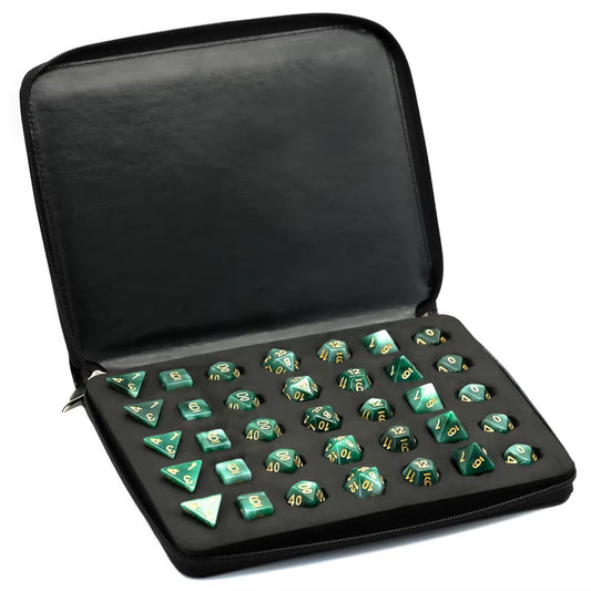 Dice Case with Random 7 Pcs Dice -Dice Holder Compatible with DND Polyhedral Dice, Store up to 5 Sets/35Pcs Dices