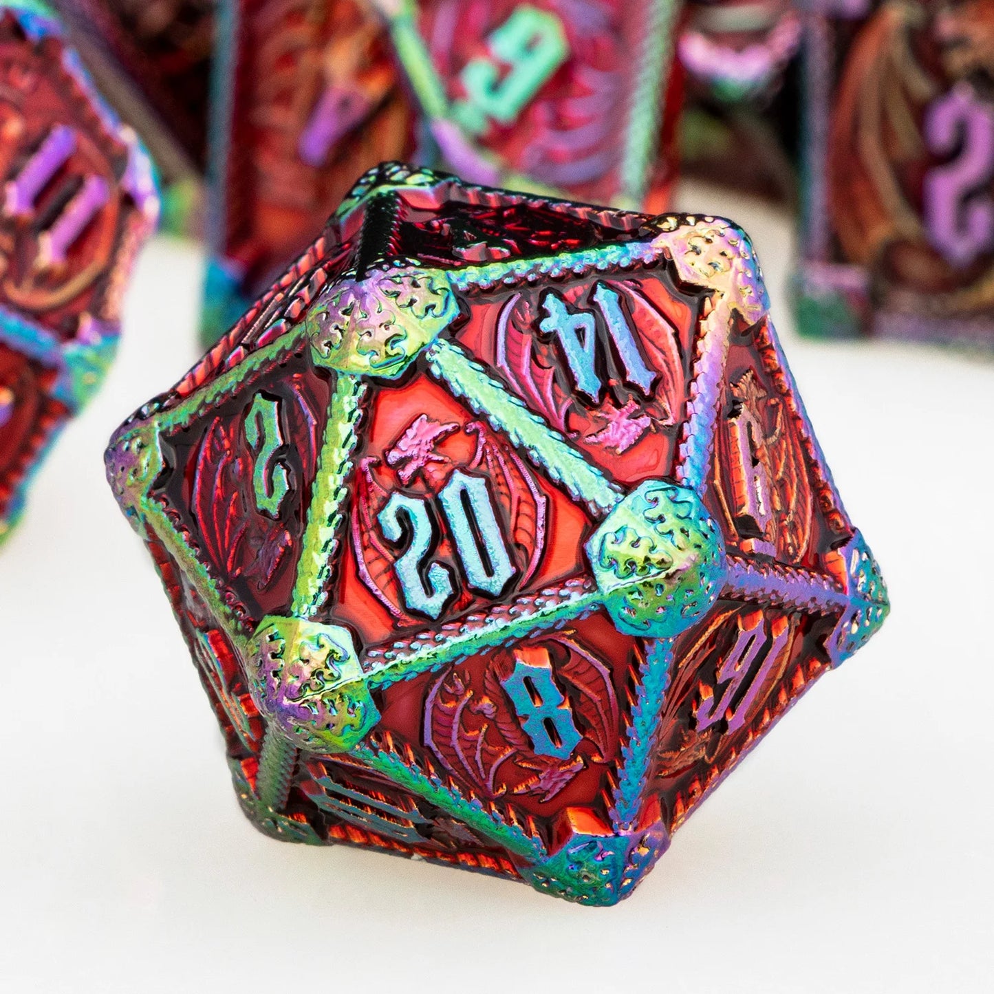 Premium Metal DND Dragon Dice Set - Complete Polyhedral RPG Dice for Dungeons & Dragons, D20, D12, D10, D8, D6