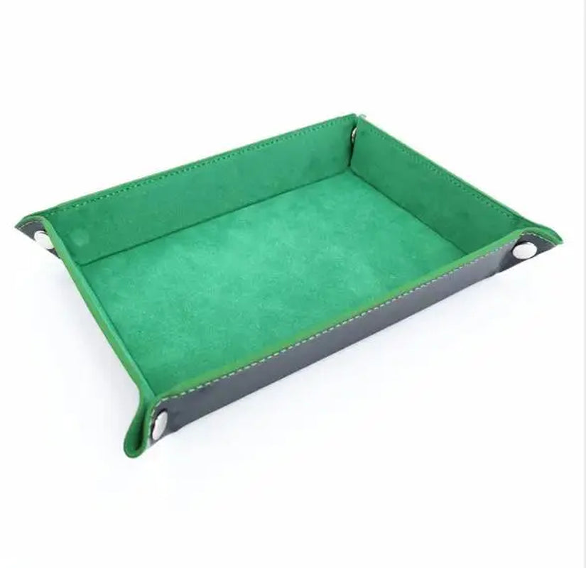 Premium Double-Sided Dice Storage Tray - Elegant Leather & Velvet Folding Organizer for D&D and Tabletop Games