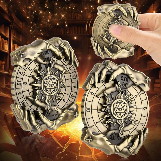7-in-1 Metal D&D Dice Set with Rotating Digital Compass - نرد دي اند دي معدني
