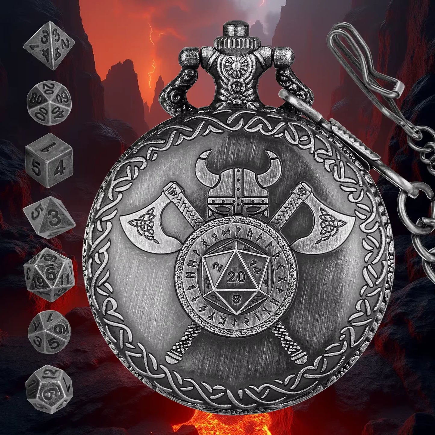 Octopus Metal Dice Case Vintage Cthulhu Pocket Watch DND Dice One Eyed Octopus Pocket Watch Box Dice for Role Playing Games