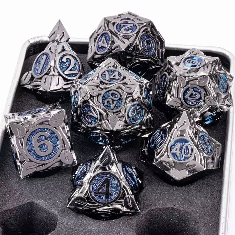 Premium 7-Piece Metal Dice Set for Dungeons and Dragons - نرد دي اند دي معدني