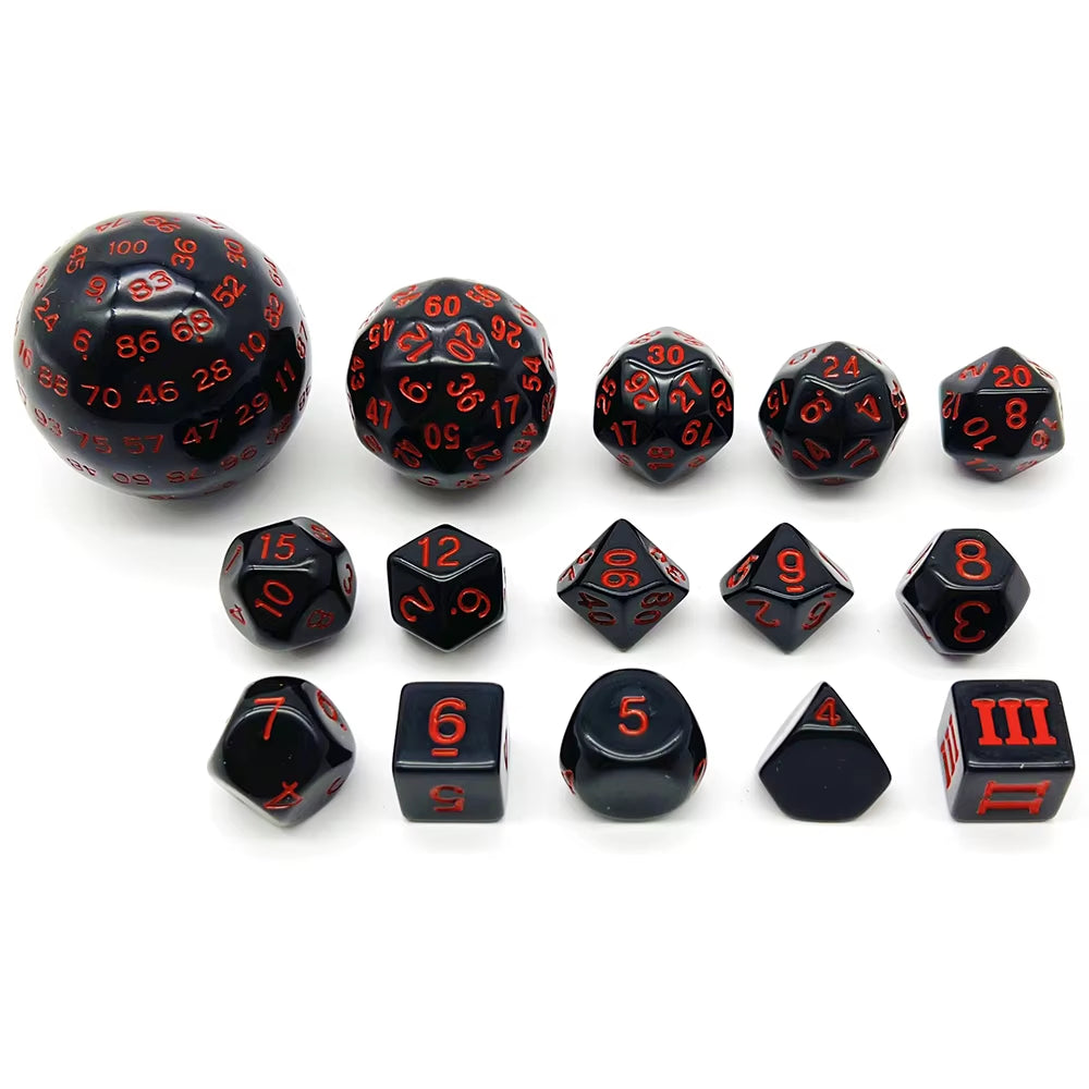 Polyhedral Dice Set for D&D 15 Acrylic Dice (D3-D100) - نرد دي اند دي
