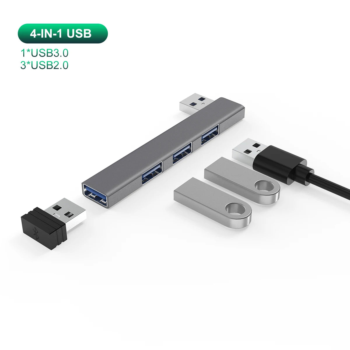 Ultimate 4-In-1 USB C Hub - 60W PD, Multi-Port Splitter for MacBook Pro, Lenovo, Xiaomi & More!