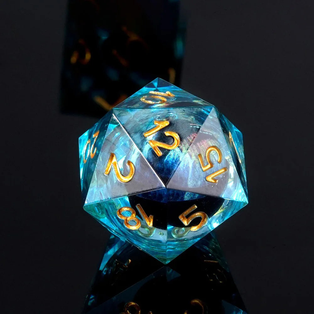 1-7Pcs Dargon Eye DND Dice Set Cat Eye Liquid Core Milk Cat Sharp Edge Handmade Polyhedral Resin Dice for Multi-Sided RPG D6~D20