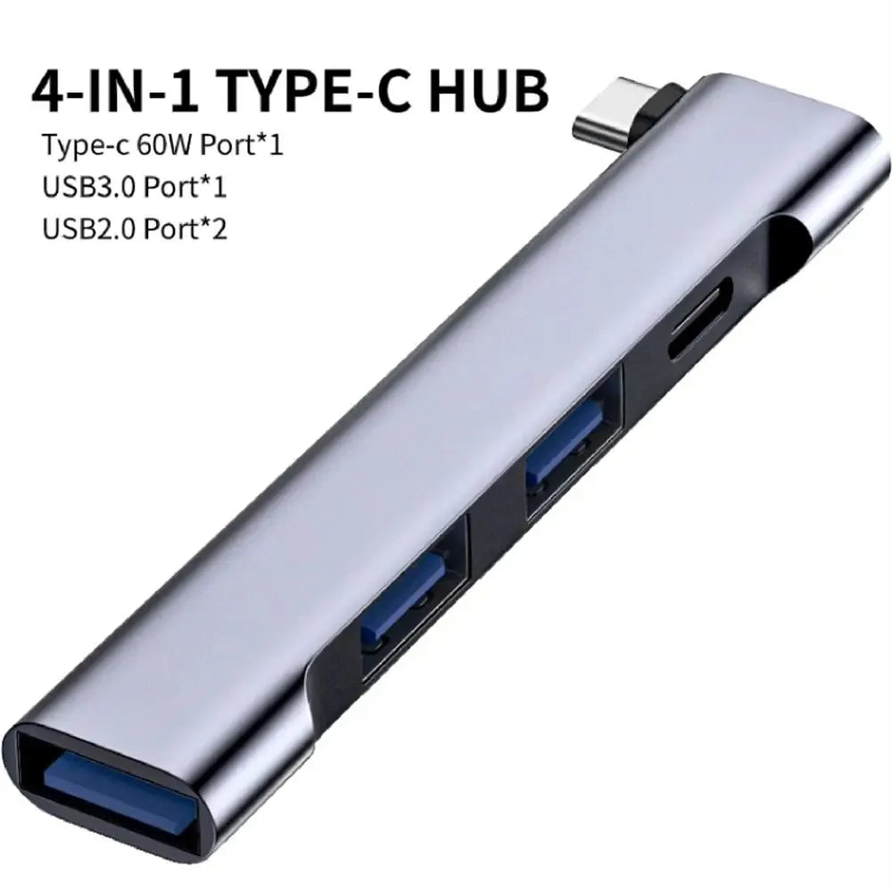 Ultimate 4-In-1 USB C Hub - 60W PD, Multi-Port Splitter for MacBook Pro, Lenovo, Xiaomi & More!