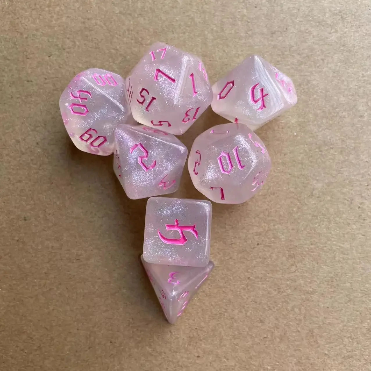 Sparkling Gold Glitter Polyhedral Dice Set - 7 Pcs for DND, TRPG & RPG Gaming Adventures!