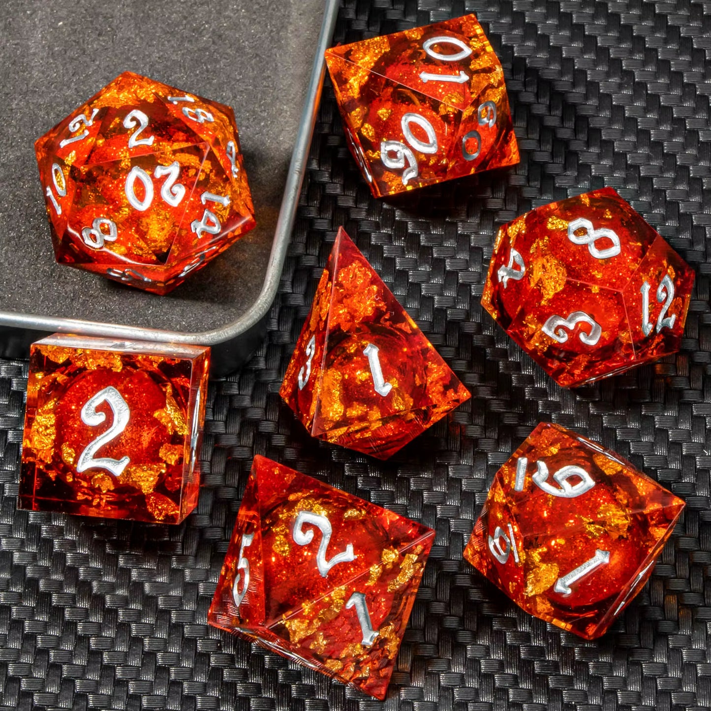 Sharp Edge Polyhedral Resin Dice Set for D&D - نرد دي اند دي
