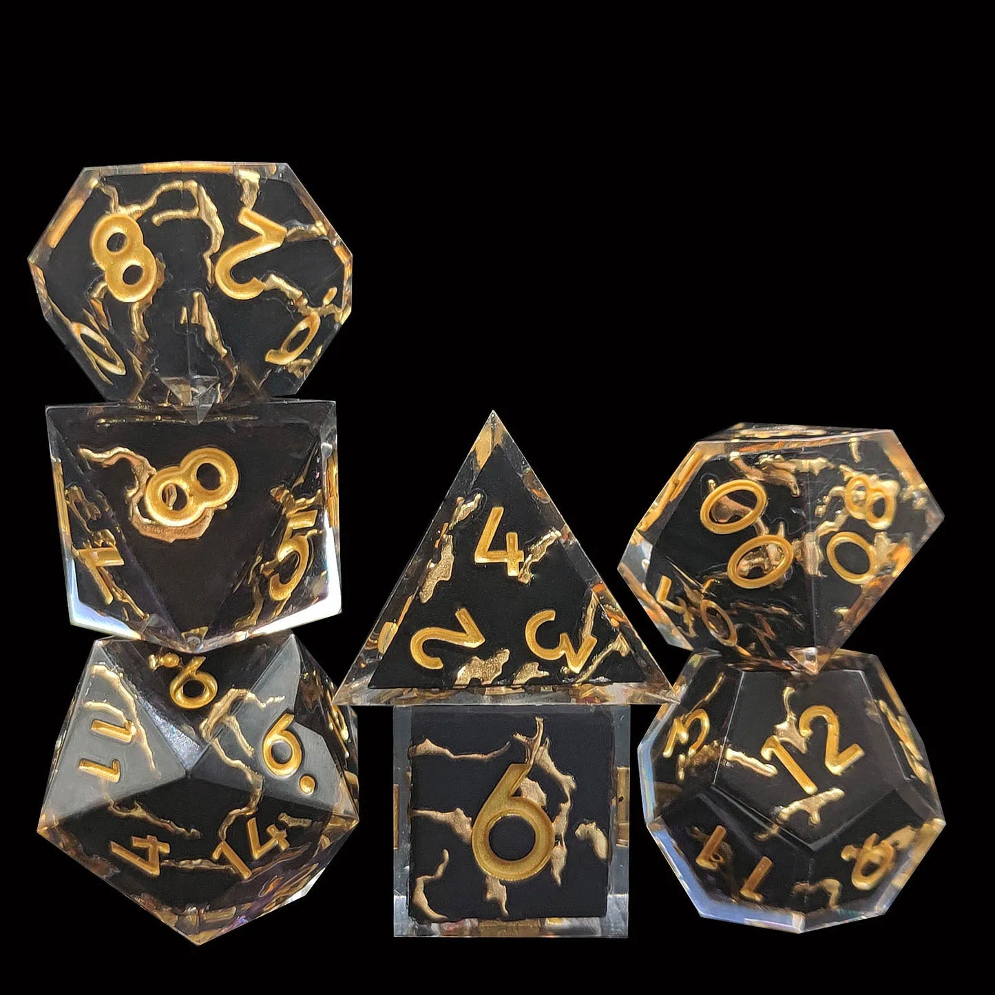 Enchanting D&D Flower Resin Dice Set - 7PCS Polyhedral Dice for RPG Gamers and Collectors - نرد 7 قطع على شكل ورود