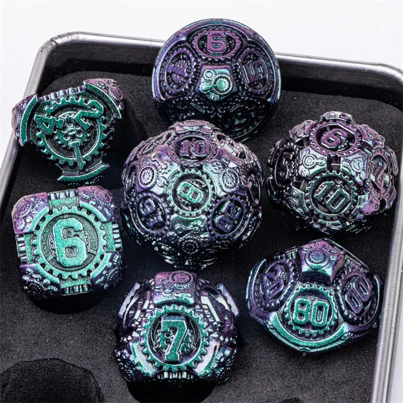 Premium 7-Piece Metal Dice Set for Dungeons and Dragons - نرد دي اند دي معدني
