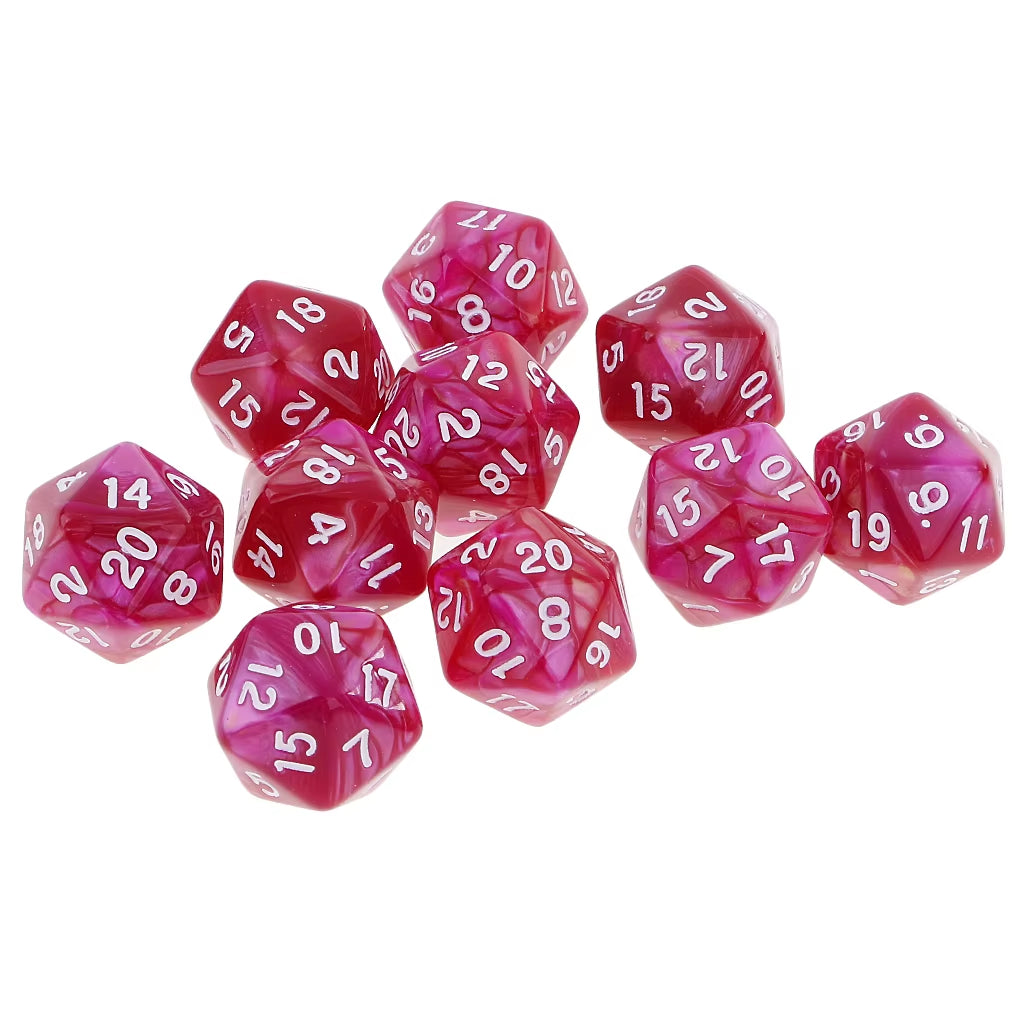 Vibrant 10-Pack Polyhedral 20-Sided D20 Dice for RPG and Tabletop Gaming - Dual Color Design