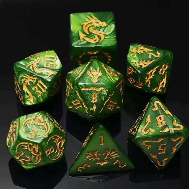 Vibrant 7-Piece Double-Color Polyhedral Dice Set for DND, RPG, and Board Games - Perfect for D20, D12, D10, D8, D6, D4 Adventures!