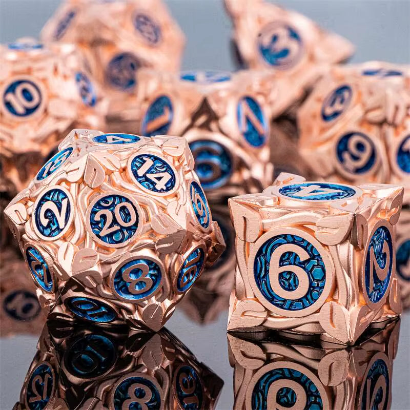 Premium 7-Piece Metal Dice Set for Dungeons and Dragons - نرد دي اند دي معدني