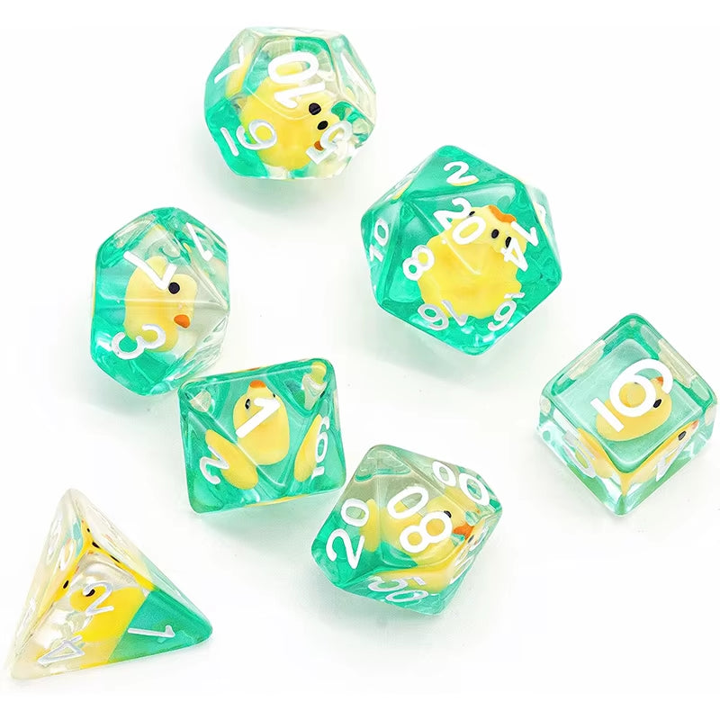 New DND Upscale 7Pcs Resin Dice Set Polyhedral Inline Animal D4 D6 D8 D10 D12 D20 Dices for RPG Board Game and Tabletop Games