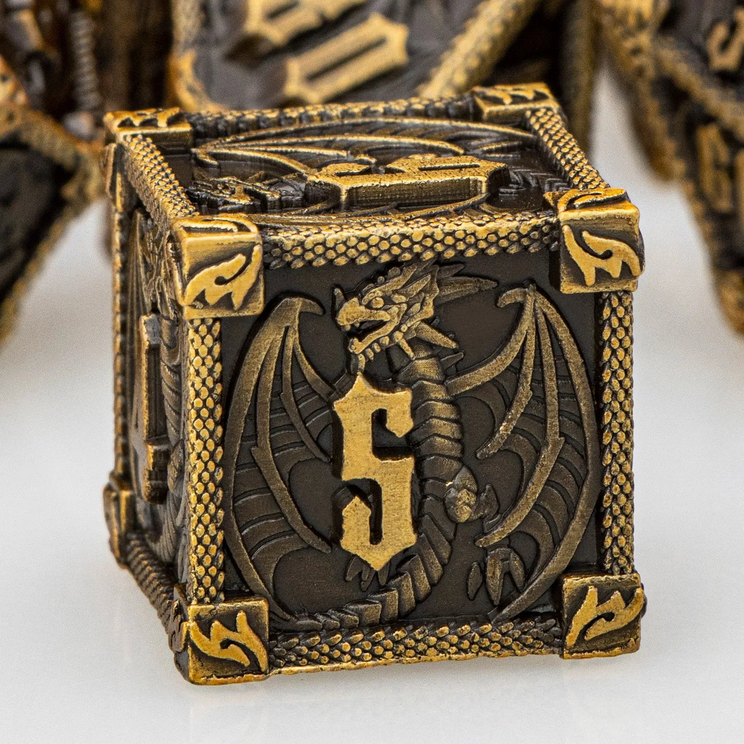 Metal Dragon D&D Dice Set - Premium Polyhedral RPG Dice for Dungeons & Dragons - D20, D12, D10, D8, D6
