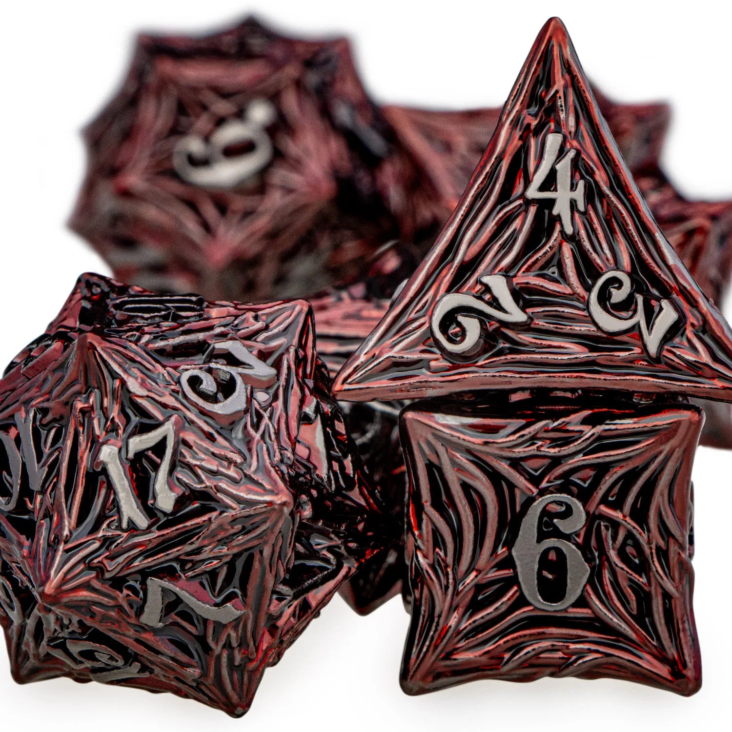 Tree Root Dnd Metal Dice Set Red D+D Polyhedral Dice for D Dnd D Dungeon and Dragon Pathfinder Role Playing Game Heavy D20 Dice