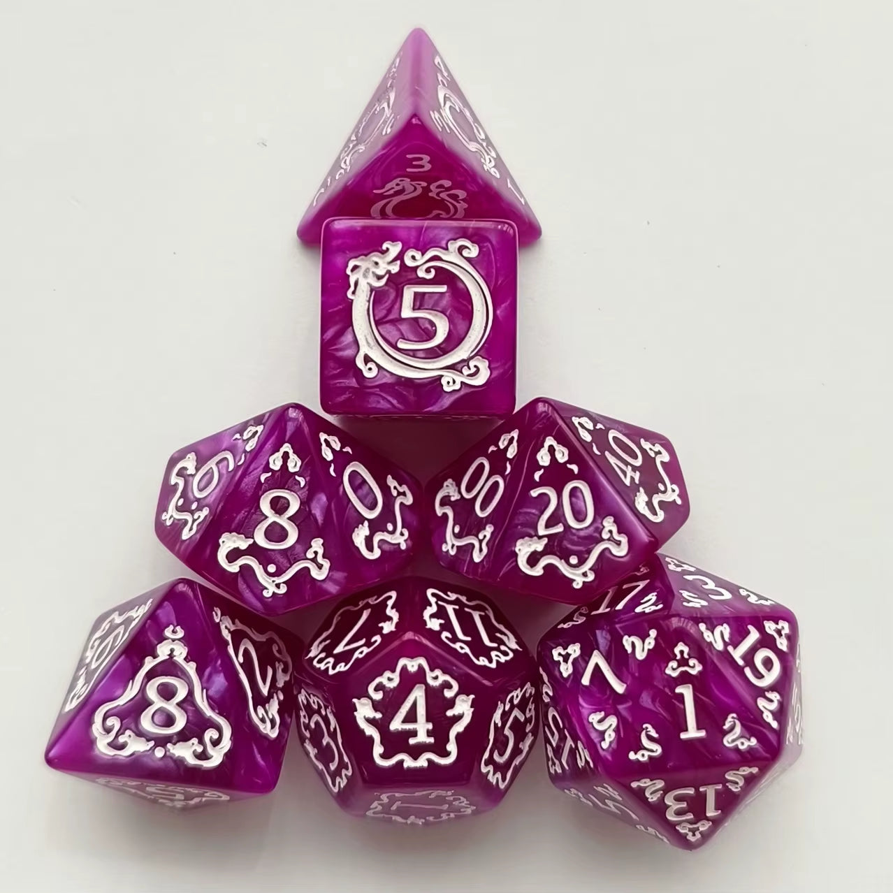 Red Polyhedral D&D Dice Set - نرد دي اند دي