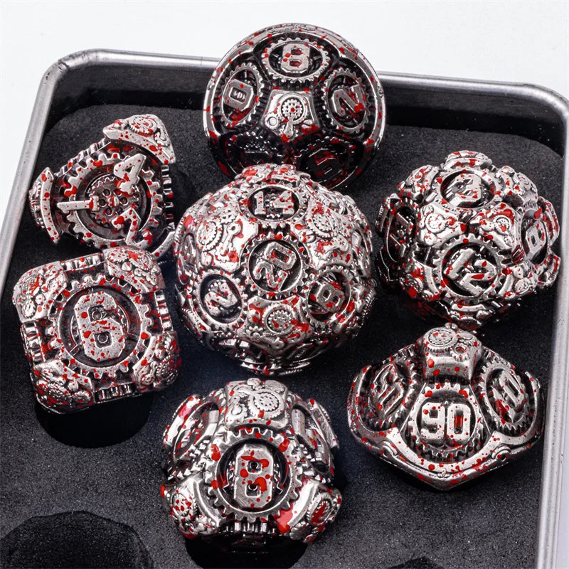 Premium 7-Piece Metal Dice Set for Dungeons and Dragons - نرد دي اند دي معدني