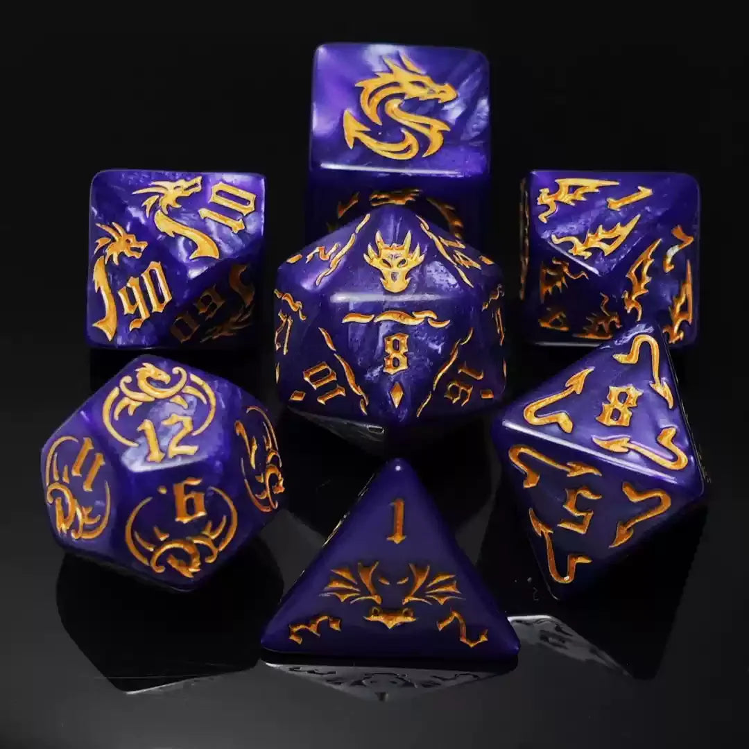 Vibrant 7-Piece Double-Color Polyhedral Dice Set for DND, RPG, and Board Games - Perfect for D20, D12, D10, D8, D6, D4 Adventures!