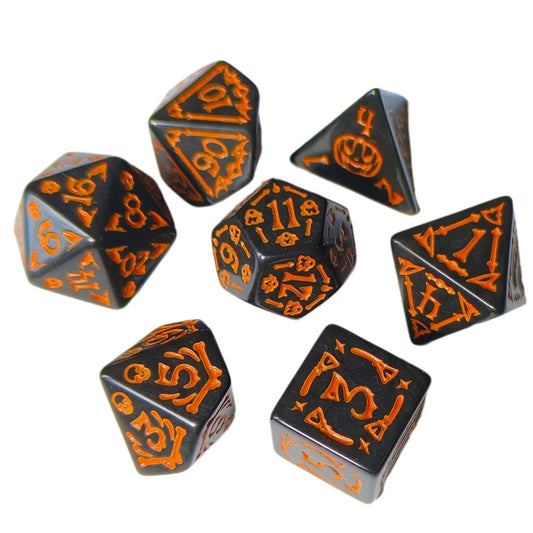 7-Piece Hollowed Out Pattern Digital Dice Set for TRPG, RPG, COC, Cthulhu, D&D and Tabletop Games