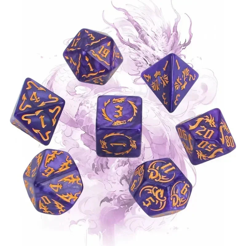 Vibrant 7-Piece Double-Color Polyhedral Dice Set for DND, RPG, and Board Games - Perfect for D20, D12, D10, D8, D6, D4 Adventures!