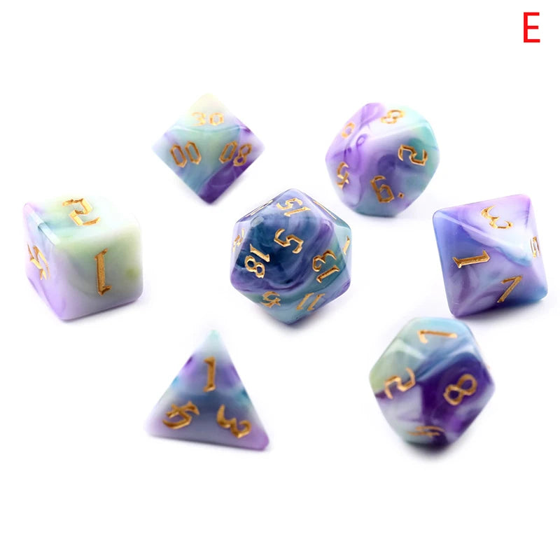 Two-Tone Swirl Polyhedral 7-Dice Set for RPG & Board Games - Perfect for DnD, MTG & Family Fun!