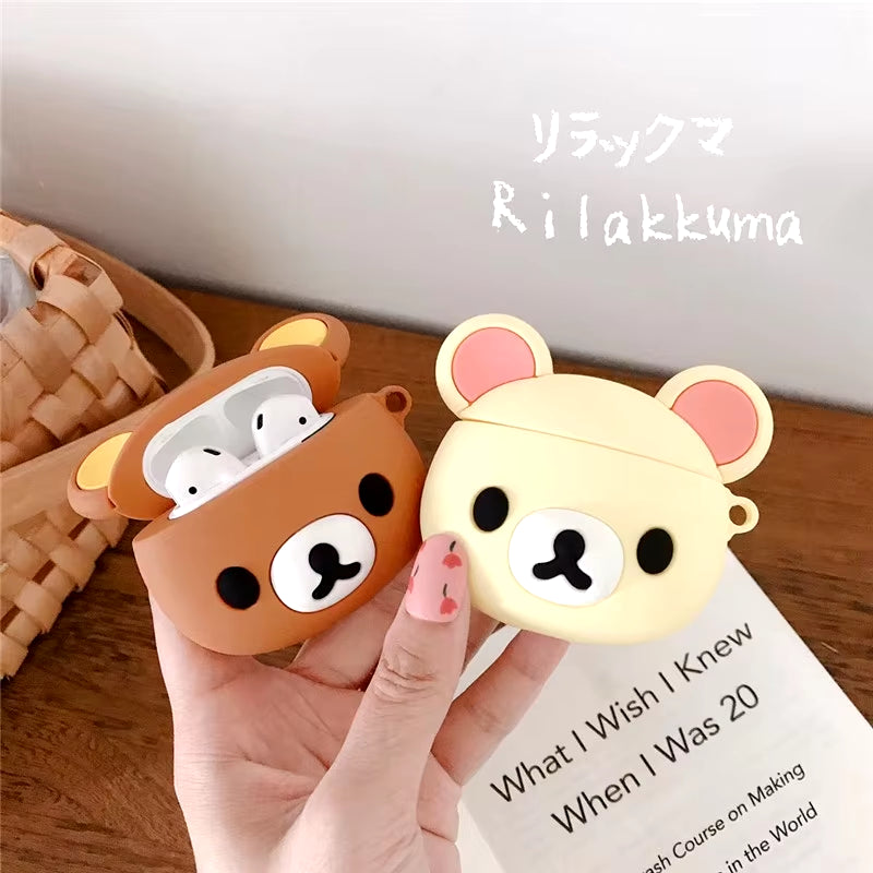 Adorable 3D Cartoon Bear Silicone Case for Apple AirPods Pro 2 & 3 - Cute Bouncing Rabbit Design