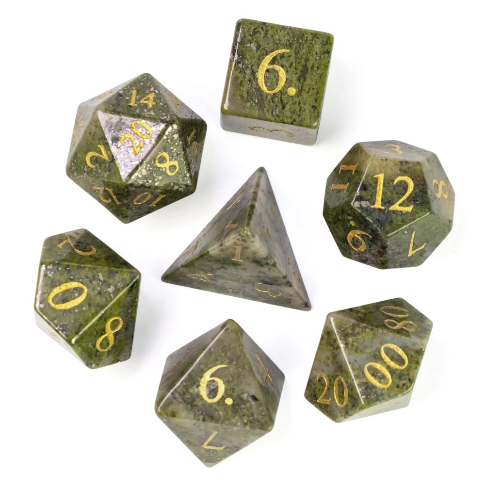 Stunning Handmade Amethyst Polyhedral Dice Set - 7pcs 16mm with Elegant Leather Box for D&D and RPG Collectors