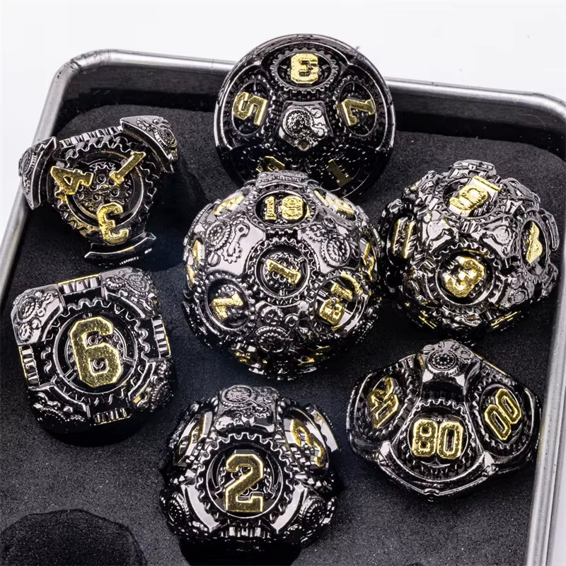Premium 7-Piece Metal Dice Set for Dungeons and Dragons - نرد دي اند دي معدني