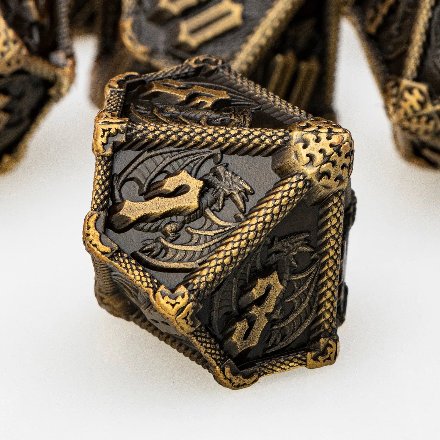 Metal Dragon D&D Dice Set - Premium Polyhedral RPG Dice for Dungeons & Dragons - D20, D12, D10, D8, D6