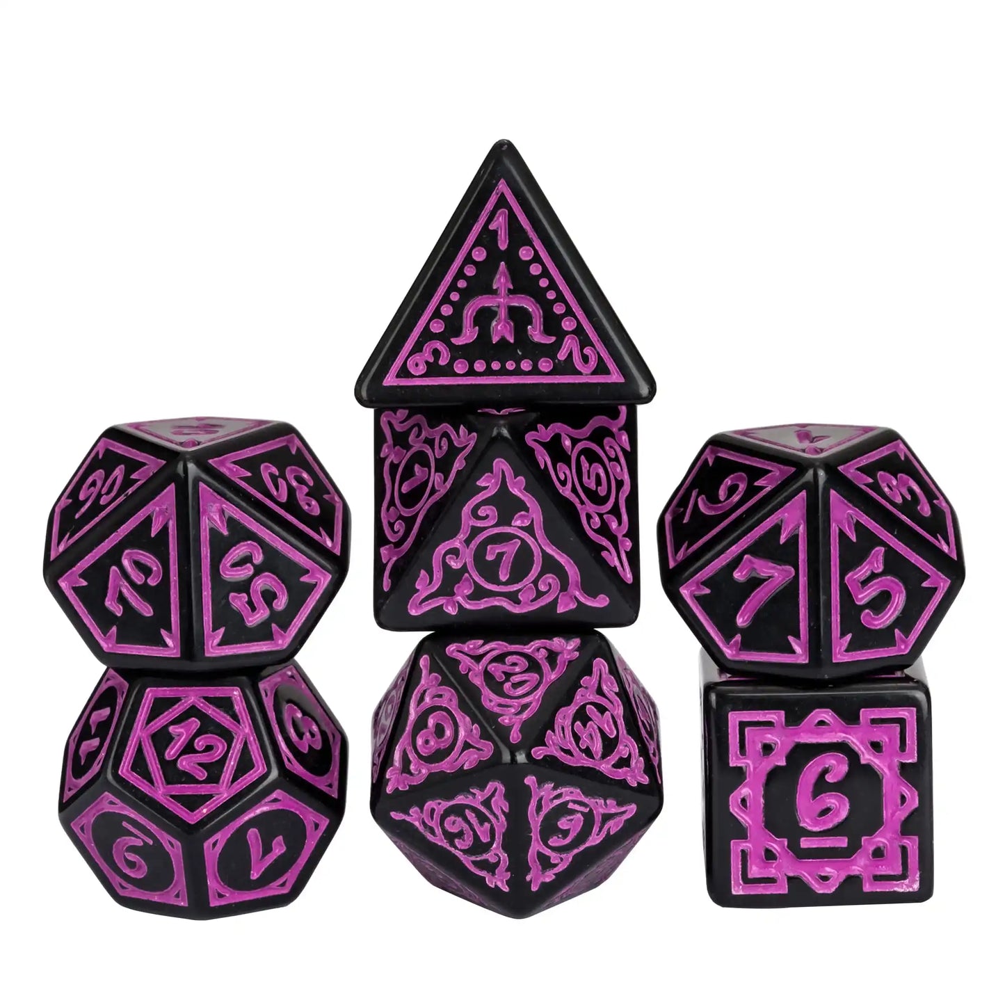 Druid's Elemental Marbled DND Dice Set - Exquisite Carved Polyhedral D4-D20 for Epic Role Playing Adventures