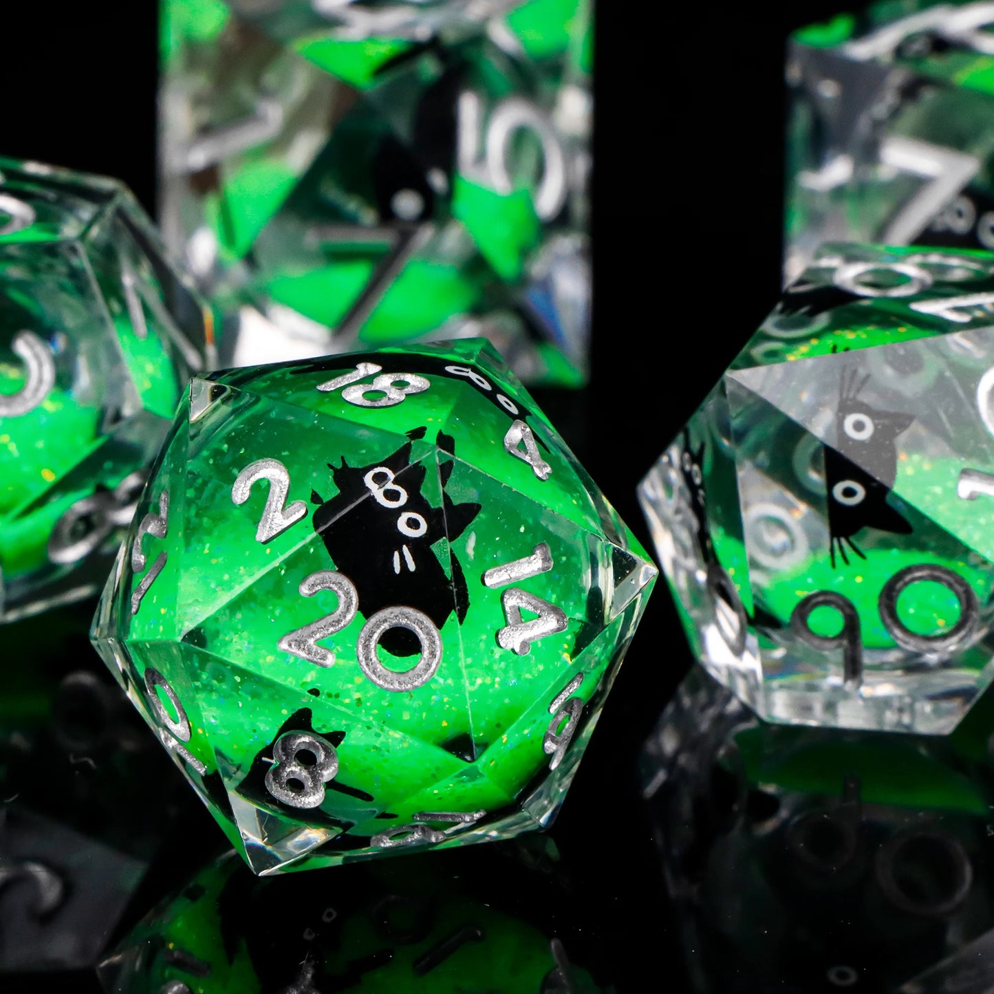 Galaxy Sharp Edge Liquid Core Dice Set for Dungeons and Dragons - D20 Resin Dice for Epic Adventures
