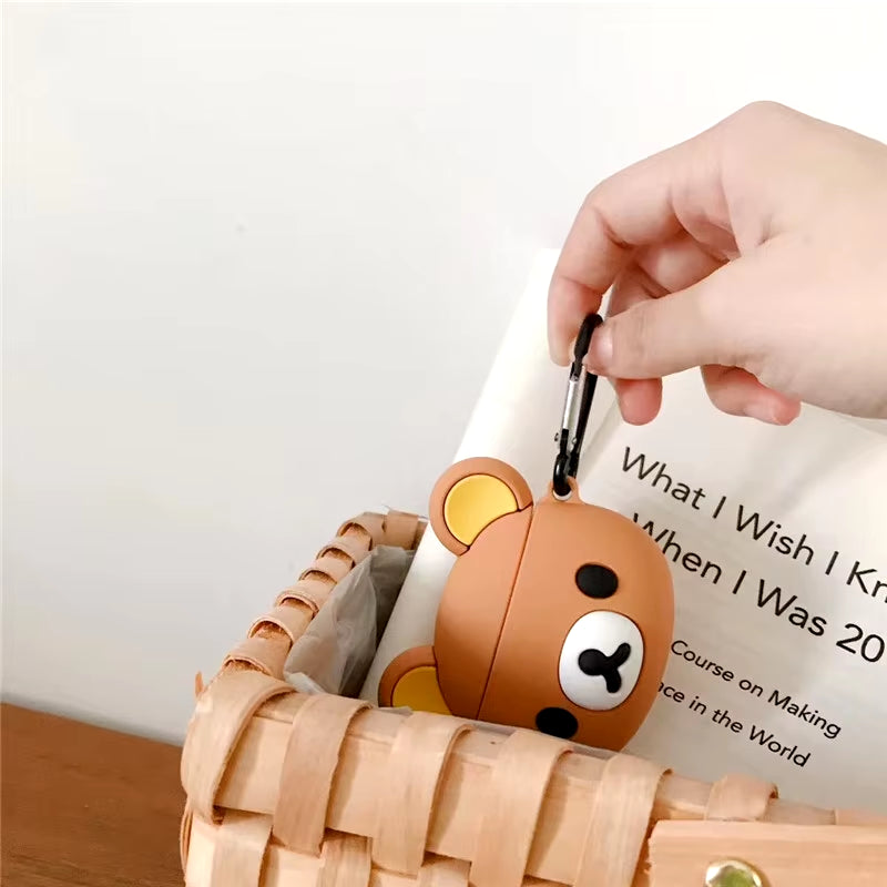 Adorable 3D Cartoon Bear Silicone Case for Apple AirPods Pro 2 & 3 - Cute Bouncing Rabbit Design