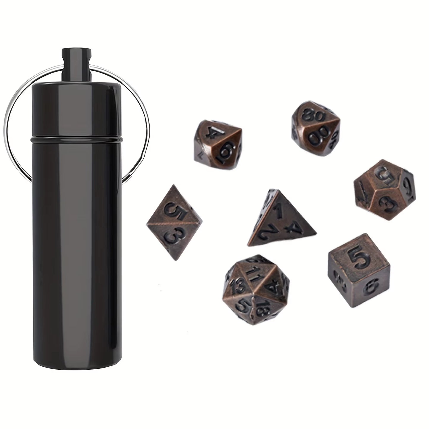 7-Piece Antique Bronze Polyhedral Metal D&D Dice Set – نرد دي اند دي معدني