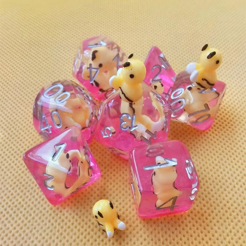 New DND Upscale 7Pcs Resin Dice Set Polyhedral Inline Animal D4 D6 D8 D10 D12 D20 Dices for RPG Board Game and Tabletop Games