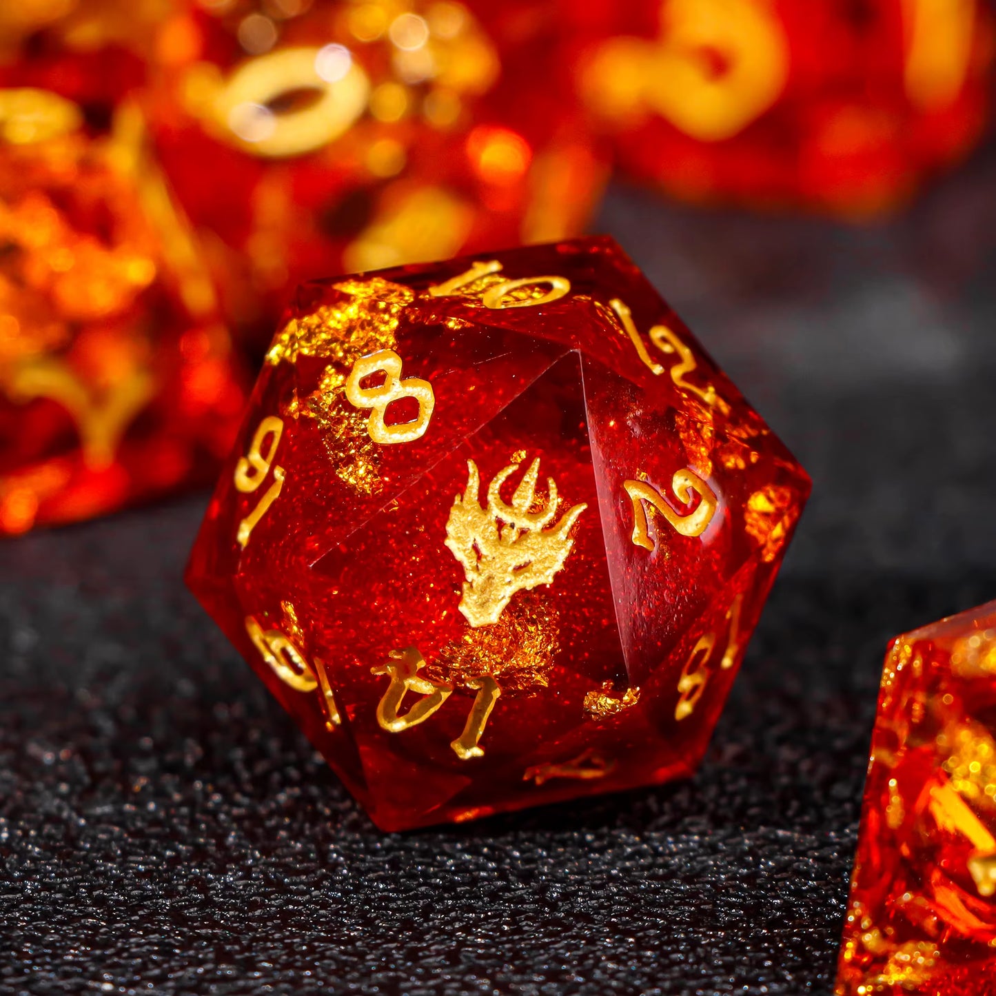 Galaxy Sharp Edge Liquid Core Dice Set for Dungeons and Dragons - D20 Resin Dice for Epic Adventures