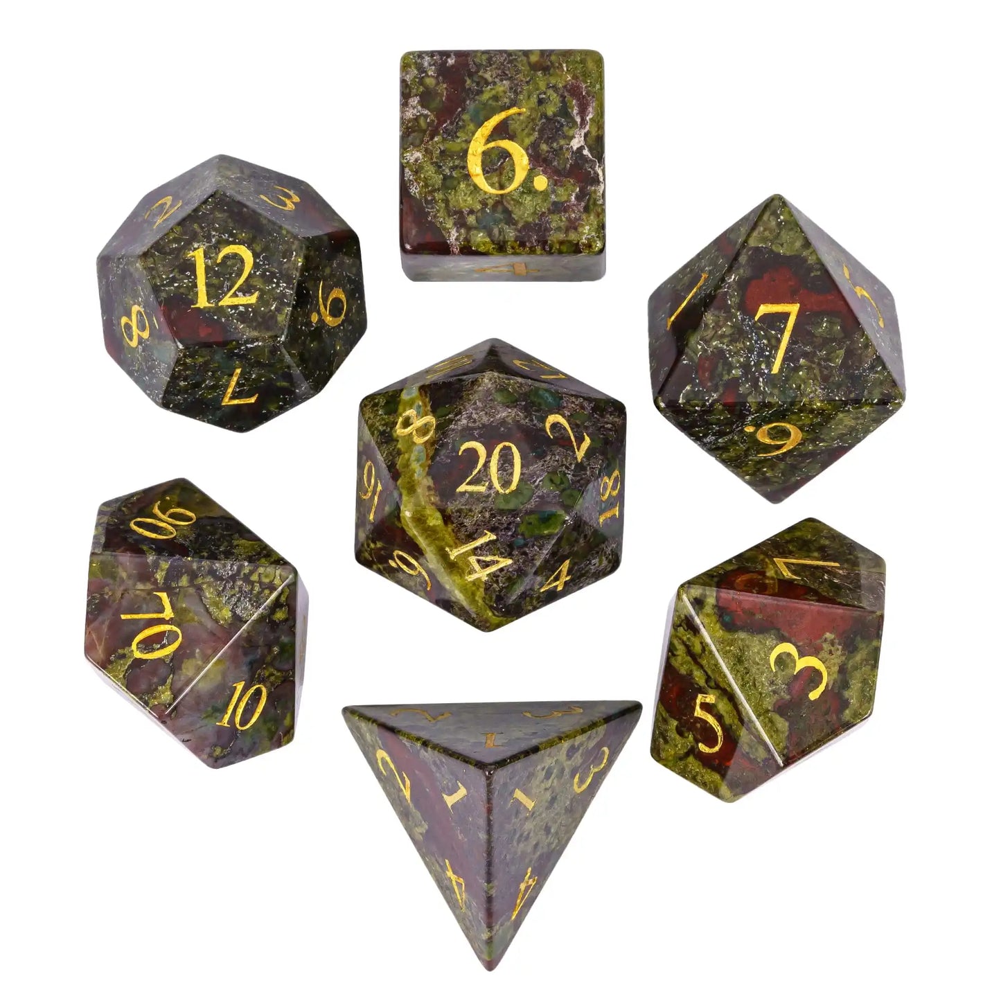 Stunning Handmade Amethyst Polyhedral Dice Set - 7pcs 16mm with Elegant Leather Box for D&D and RPG Collectors