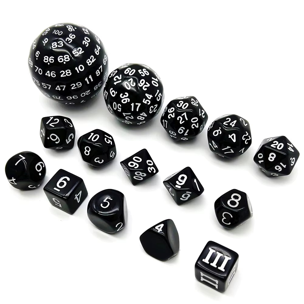 Polyhedral Dice Set for D&D 15 Acrylic Dice (D3-D100) - نرد دي اند دي