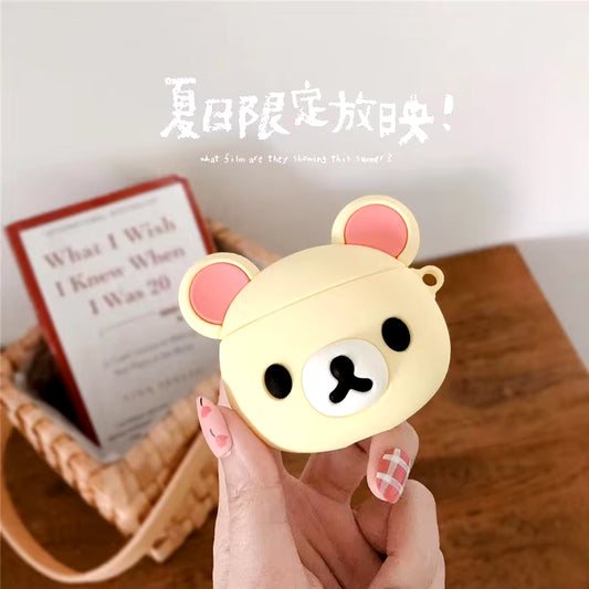 Adorable 3D Cartoon Bear Silicone Case for Apple AirPods Pro 2 & 3 - Cute Bouncing Rabbit Design