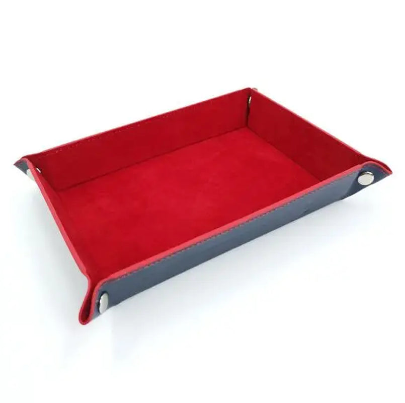 Premium Double-Sided Dice Storage Tray - Elegant Leather & Velvet Folding Organizer for D&D and Tabletop Games