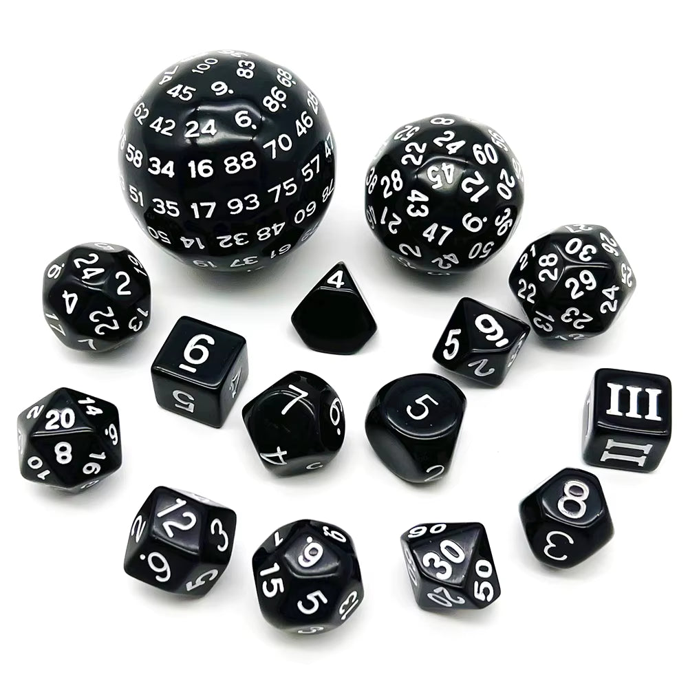 Polyhedral Dice Set for D&D 15 Acrylic Dice (D3-D100) - نرد دي اند دي