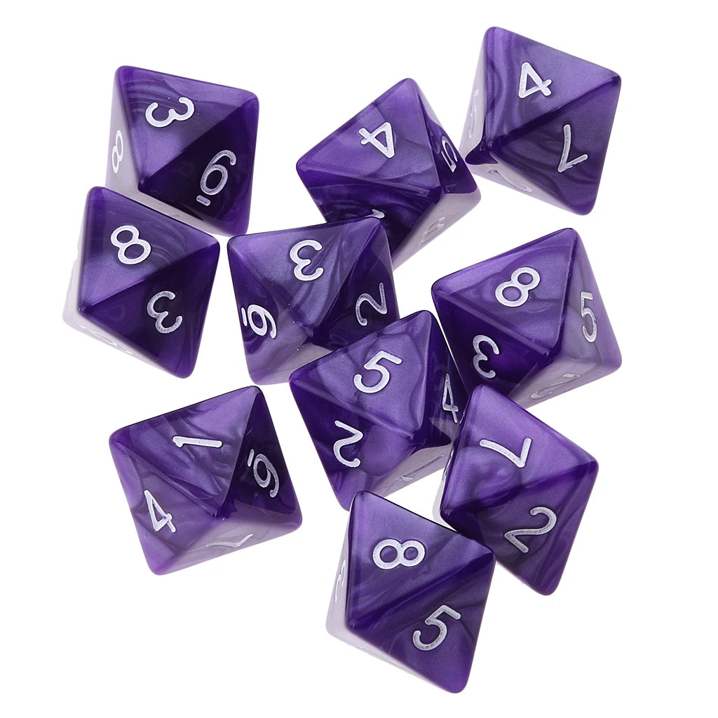 10-Pack Polyhedral Dice Set - 8 & 10 Sided D8 D10 for Tabletop Games, Parties, and Board Games - نرد 10 أوجه