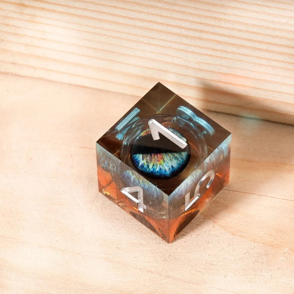 1-7Pcs Dargon Eye DND Dice Set Cat Eye Liquid Core Milk Cat Sharp Edge Handmade Polyhedral Resin Dice for Multi-Sided RPG D6~D20