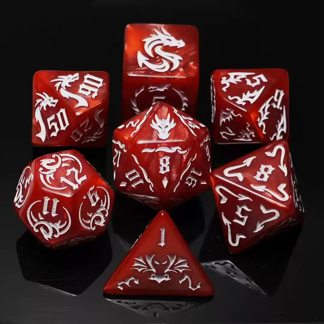Vibrant 7-Piece Double-Color Polyhedral Dice Set for DND, RPG, and Board Games - Perfect for D20, D12, D10, D8, D6, D4 Adventures!