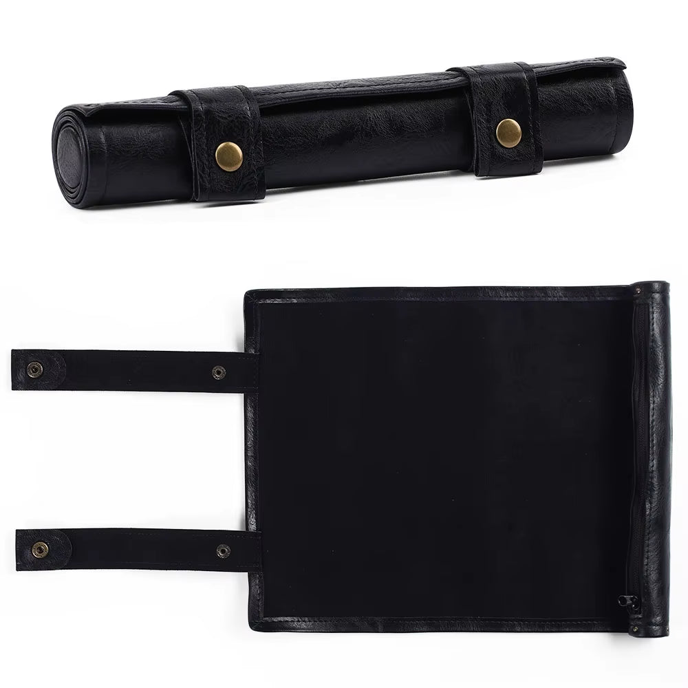 Folding Dice Mat Tray Rolling Mat with Zipper PU Leather Scroll Dice Bag Polyhedral Dice Holder Pouch DND RPG Dice Storage Bag