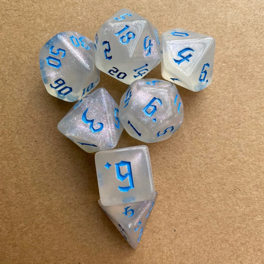 Sparkling Gold Glitter Polyhedral Dice Set - 7 Pcs for DND, TRPG & RPG Gaming Adventures!