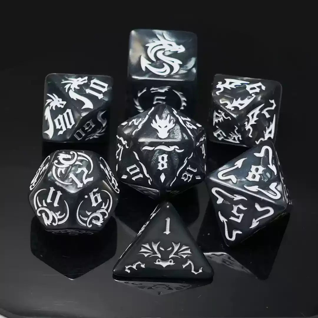 Vibrant 7-Piece Double-Color Polyhedral Dice Set for DND, RPG, and Board Games - Perfect for D20, D12, D10, D8, D6, D4 Adventures!