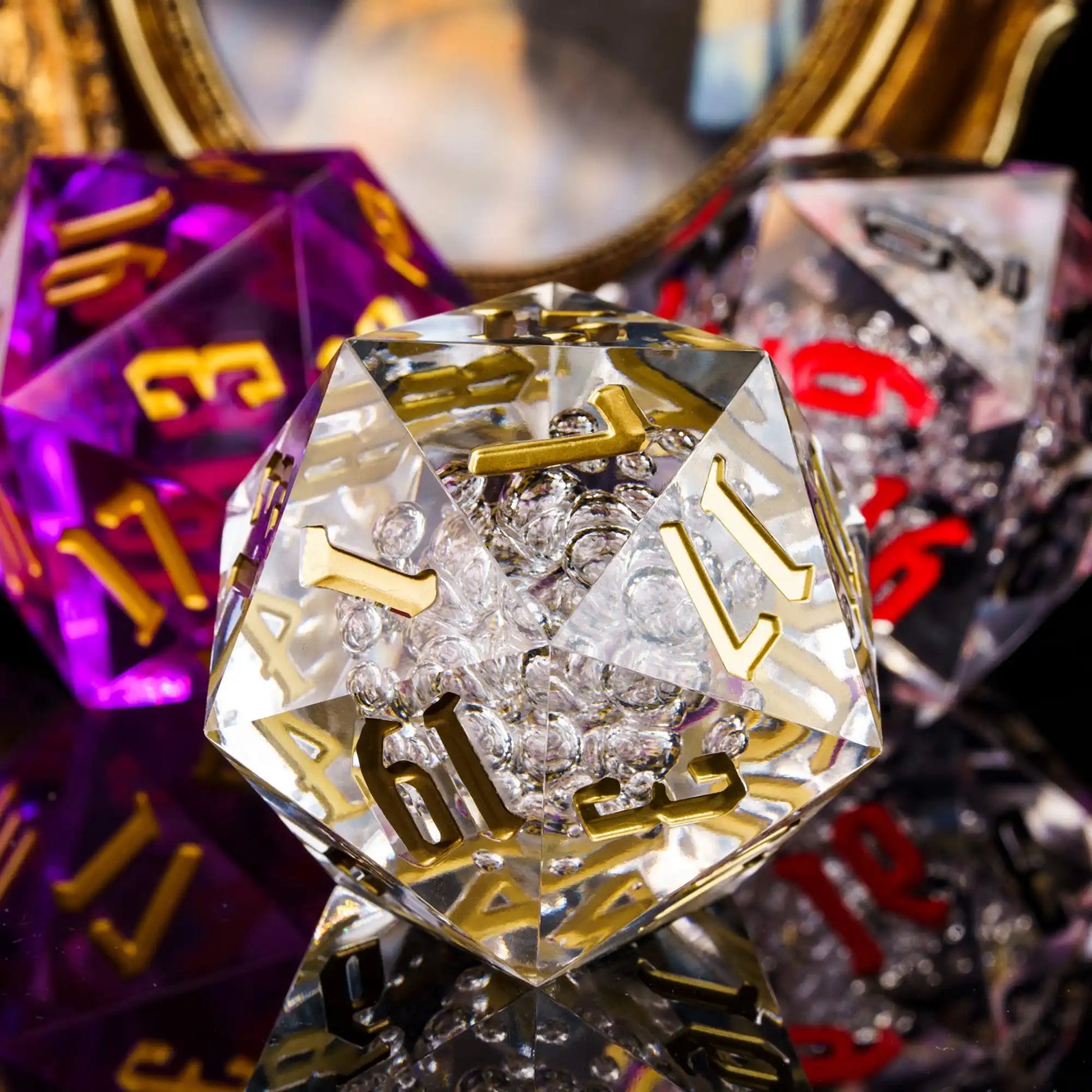Poludie 1Pc Crystal 55Mm D20 Dice 20 Sides Large Size Polyhedral Dice for Role-Play Game D&D Bar Pub Party RPG Board Games