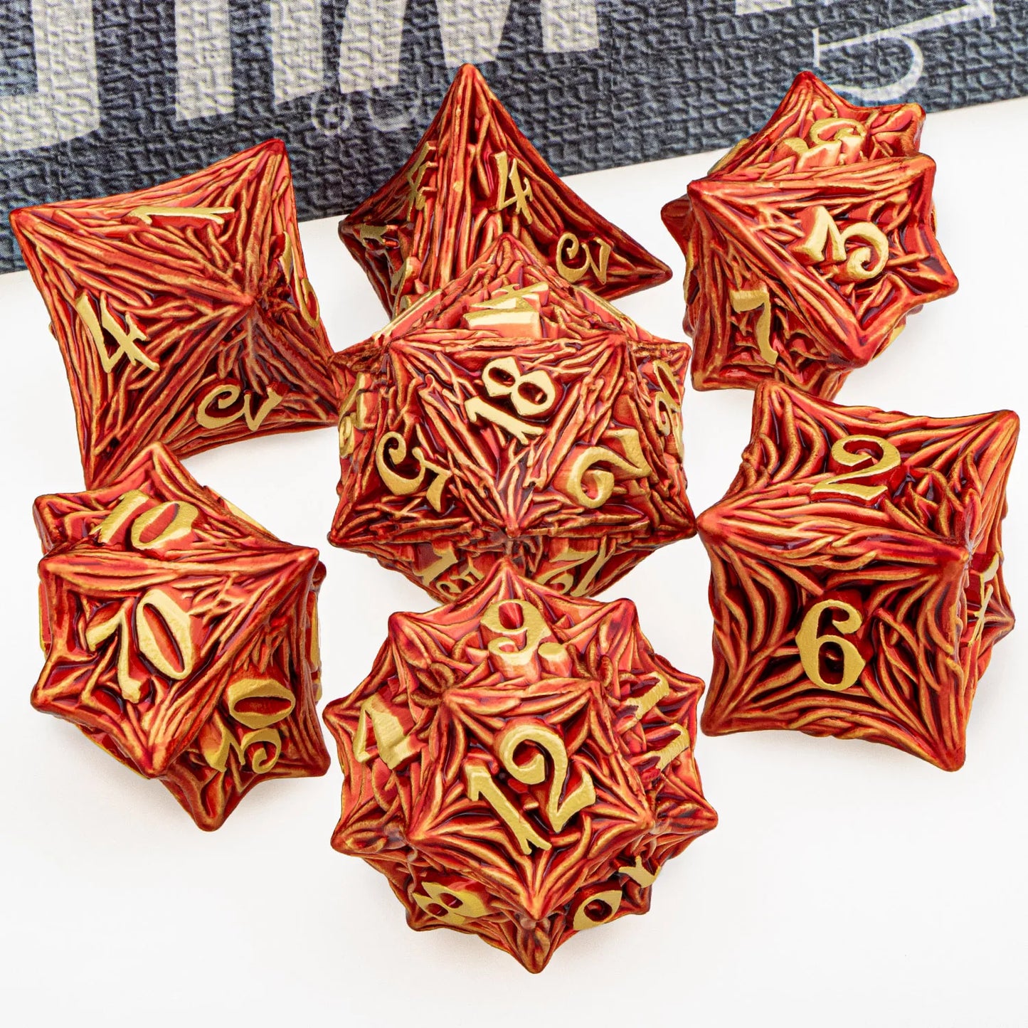 Tree Root Dnd Metal Dice Set Red D+D Polyhedral Dice for D Dnd D Dungeon and Dragon Pathfinder Role Playing Game Heavy D20 Dice
